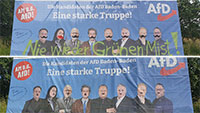 Baden-Badener AfD-Plakat-Posse geht in nächste Runde – Nach Hitlerbärtchen-Aktion nun gesamtes Großplakat geklaut