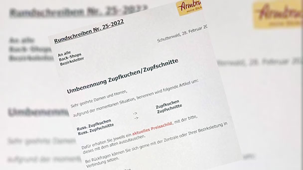 Empörung wegen „Russischem Zupfkuchen“ – Shitstorm gegen Bäckerei Armbruster wegen Umbenennung in „Zupfkuchen“ Empörung wegen „Russischem Zupfkuchen“ – Shitstorm gegen Bäckerei Armbruster wegen Umbenennung in „Zupfkuchen“