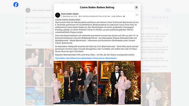 Spielbank Baden-Baden setzt weiter auf werbewirksame Damen – „Glamouröser hätte der Nikolausabend nicht sein können“ – „Zahlreiche Freunde des Hauses“ Spielbank Baden-Baden setzt weiter auf werbewirksame Damen – „Glamouröser hätte der Nikolausabend nicht sein können“ – „Zahlreiche Freunde des Hauses“