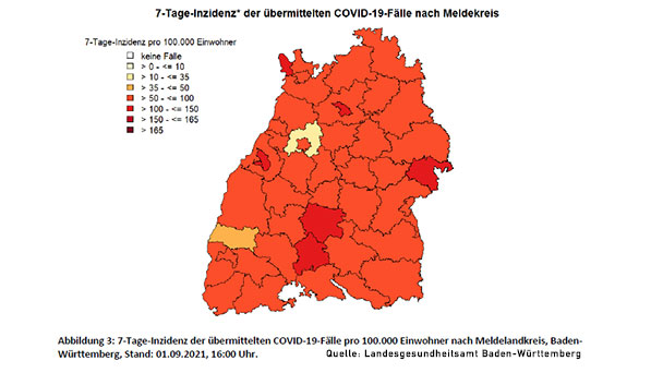 Baden-Baden bleibt auf hohem Inzidenz-Niveau – Baden-Württemberg steigt weiter leicht an