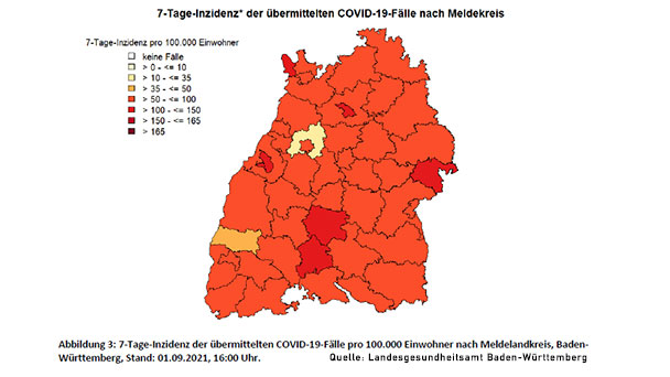 Baden-Baden bleibt auf hohem Inzidenz-Niveau – Baden-Württemberg steigt weiter leicht an