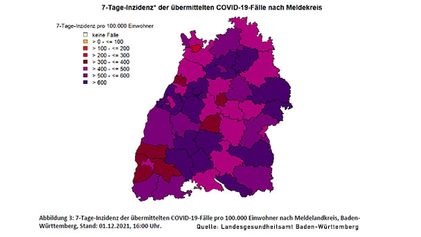 Baden-Baden bleibt unter 500 bei 7-Tage-Inzidenz – Landkreis Rastatt aber über 600 Baden-Baden bleibt unter 500 bei 7-Tage-Inzidenz – Landkreis Rastatt aber über 600