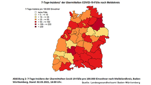 Bedenklicher Anstieg im Landkreis Rastatt – 75 Neuinfektionen in sieben Tagen – Baden-Baden sinkt auf 7-Tage-Inzidenz 45,3  