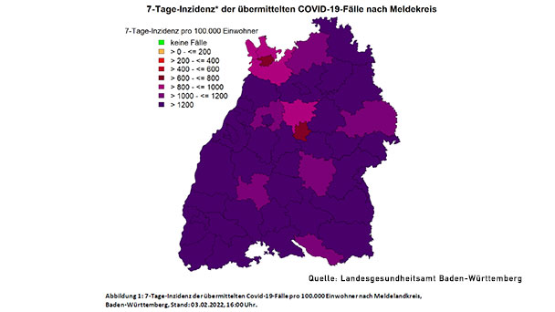 Intensivfälle und Hospitalisierungsinzidenz steigen wieder – 7-Tage-Inzidenz in Baden-Baden 1.433,7 – Landkreis Rastatt 1.653,2