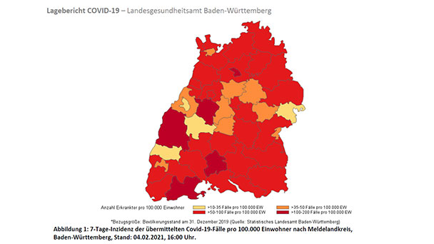 Baden-Baden sinkt wieder – 7-Tage-Inzidenz nun 34,4 – Landkreis Rastatt 41,5 – Baden-Württemberg 63,5