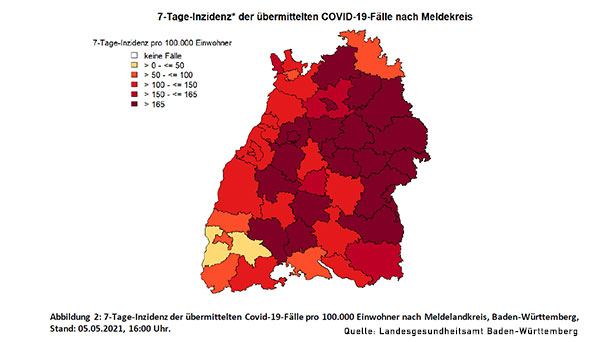 7-Tage-Inzidenz geht nur schleppend nach unten – Baden-Baden mit 123,2 gleich wie gestern – Landkreis Rastatt verbessert sich leicht