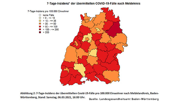 Ausnahme Baden-Baden – 7-Tage-Inzidenz sinkt auf 39,9 – Aber Landkreise Rastatt, Karlsruhe, Ortenau und Stadt Karlsruhe steigen 