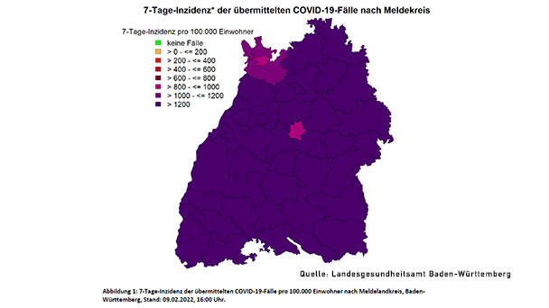 Hospitalisierungsinzidenz bleibt auf hohem Niveau – Weniger Patienten auf Intensivstationen – 7-Tage-Inzidenz Baden-Baden 1.478,8 – Landkreis Rastatt 1.576,1