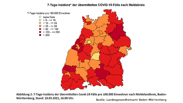 Landkreis Rastatt überschreitet Inzidenz 100 – Baden-Baden bleibt stabil bei 43,5