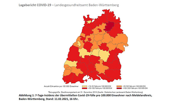 Baden-Baden steigt auf 7-Tage-Inzidenz 32,6 – Landkreis Rastatt steigt leicht auf 48,0 – Landkreis Karlsruhe sinkt leicht auf 64,3