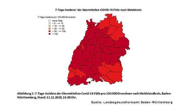 Achterbahn der Corona-Zahlen in Baden-Baden – 7-Tage-Inzidenz nun wieder bei 94,2 – Stabiler Wert für Baden-Württemberg
