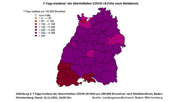 Baden-Württemberg kurz vor Alarmstufe – 380 COVID-Patienten auf Intensivstationen – 193 Neuinfektionen seit gestern in Baden-Baden und Landkreis Rastatt