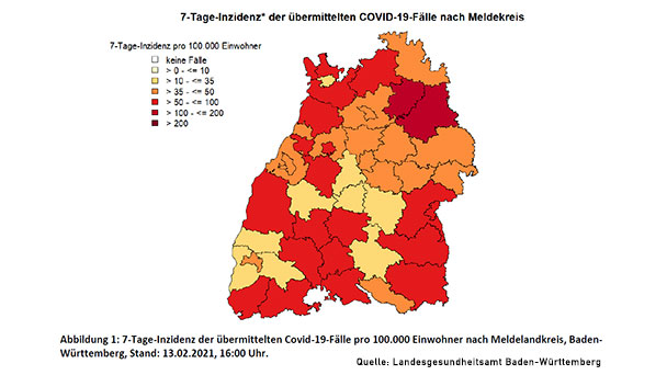 Baden-Baden steigt auf 7-Tage-Inzidenz 38,1 – Landkreis Rastatt 48,0 – Tiefstwert Tübingen – Höchstwert Hohenlohekreis