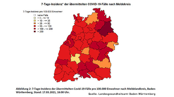 Landkreis Rastatt steigt und steigt – Nun 7-Tage-Inzidenz 168,1 – Keine Hilfe aus Stuttgart möglich – Baden-Baden schafft keine Wende