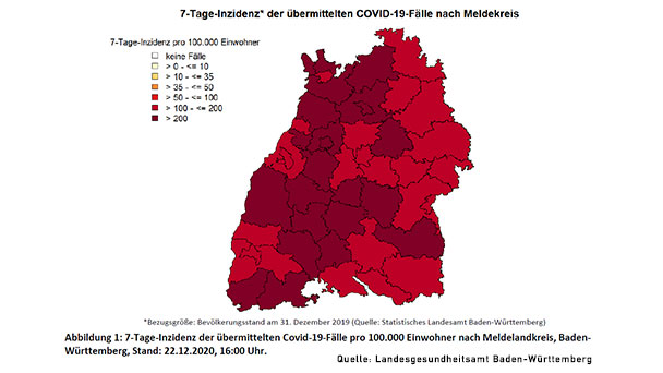 Freiburg und Baden-Baden weiter mit besten Werten in Baden-Württemberg – 7-Tage-Inzidenz 110,7 und 121,4 – Landkreis Rastatt 144,8 – Landesschnitt 202,1