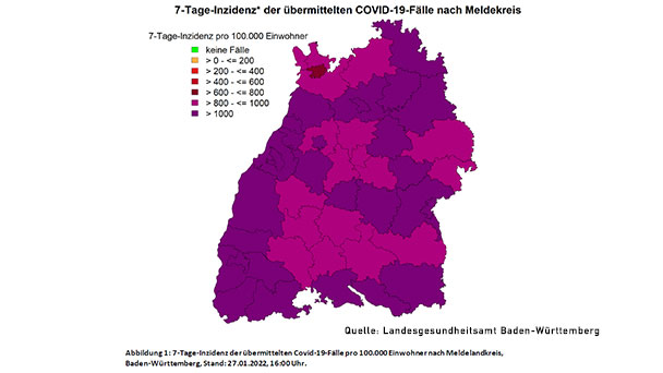 7-Tage-Inzidenz erst ab 1.500 kritisch – Ulm und Baden-Baden mit Höchstwerten in Baden-Württemberg 