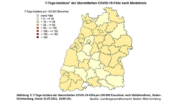 7-Tage-Inzidenz in Baden-Baden wieder gestiegen – LGA meldet 25,4 – Landkreis Rastatt 13,4 – Stadt Karlsruhe 12,5