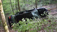 Beim Alten Schloss Reh ausgewichen und überschlagen – Aufwendige Bergungs- und Reinigungsarbeiten 