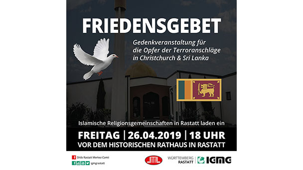 Friedensgebet für die Terroropfer von Christchurch und Sri Lanka – Auf dem Rastatter Marktplatz 