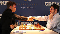 Schachweltmeister Carlson heute in Baden-Baden gegen Georg Meier - Fabiano Caruana führt bei Grenke Chess Classic
