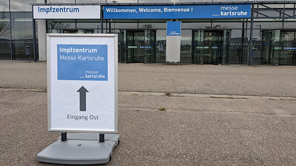 Zeitfenster im Impfzentrum Karlsruhe für Regelbetrieb freigeschaltet – Terminvergabe wird bundesweit koordiniert
