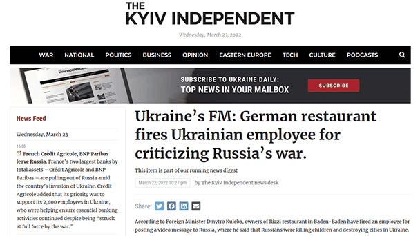 Schlagzeilen in Ukraine und Polen zum Fall Rizzi – Igor Golod: „Für einen friedlichen Protest gegen die russische Aggression in der Ukraine entlassen” – OB Mergen: „In Baden-Baden den Zusammenhalt leben“