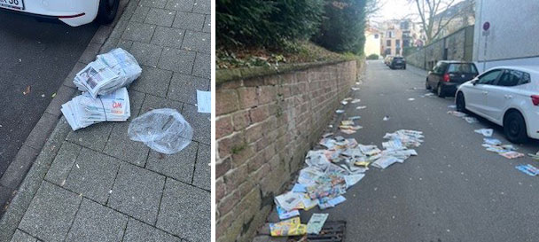 Papiermüll in der Rettigstraße – Anzeigenblätter und Werbebeilagen Papiermüll in der Rettigstraße – Anzeigenblätter und Werbebeilagen
