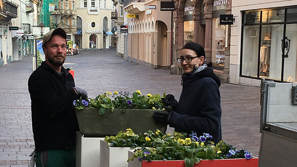 Ostern trotz Corona-Krise – Osterbepflanzung in Lange Straße, Gernsbacher Straße und Lichtentaler Straße