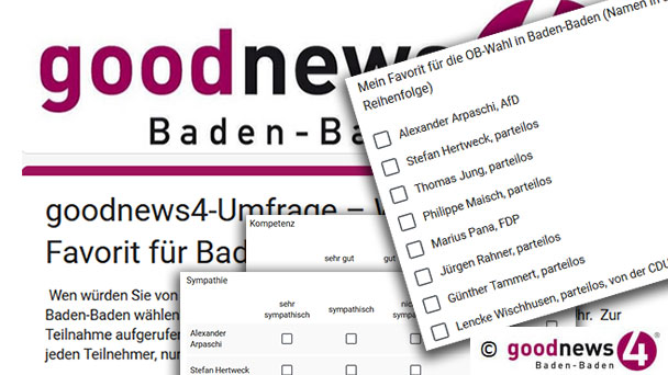 2. goodnews4-OB-Umfrage – Wer ist Ihr OB-Favorit für Baden-Baden? – Machen Sie mit! 2. goodnews4-OB-Umfrage – Wer ist Ihr OB-Favorit für Baden-Baden? – Machen Sie mit!