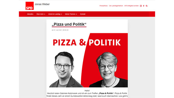 Pizza-Connection der SPD – Jonas Weber und Gabriele Katzmarek auf der Suche nach jungen Leuten – „Über alles diskutieren, was euch unter den Nägeln brennt“