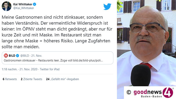 CDU-Politiker Whittaker: "Meine Gastronomen sind nicht stinksauer, sondern haben Verständnis" – Baden-Badener DEHOGA-Chef Hans Schindler: "Zunächst mal bin ich nicht sein Gastronom"