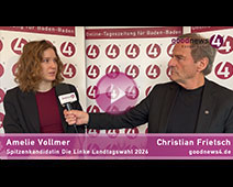 Linke-Spitzenkandidatin Amelie Vollmer im Gespräch mit Christian Frietsch