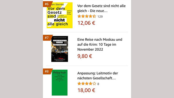 „Eine Reise nach Moskau und auf die Krim“ in Amazon Bestsellerliste – Auf Platz 7 in der Kategorie „Public Affairs“ „Eine Reise nach Moskau und auf die Krim“ in Amazon Bestsellerliste – Auf Platz 7 in der Kategorie „Public Affairs“