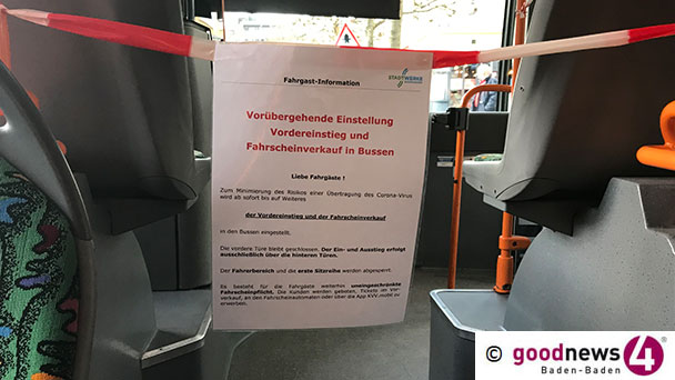 Baden-Badener Buslinie schützt Fahrer vor Corona – Ab sofort kein Fahrscheinverkauf und kein Vordereinstieg 