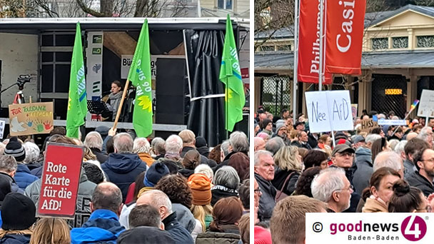 Grüne Fahnen dominierten gestern auf Baden-Badener Fieser-Brücke – Plakate gegen AfD Grüne Fahnen dominierten gestern auf Baden-Badener Fieser-Brücke – Plakate gegen AfD