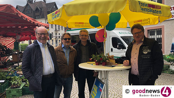 FDP-Wahlkampf heute am Bernhardusplatz – Nächste Woche am Augustaplatz und in Lichtental FDP-Wahlkampf heute am Bernhardusplatz – Nächste Woche am Augustaplatz und in Lichtental