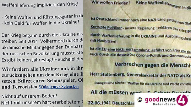Illegale Flugblätter in Baden-Baden – Ukrainer werden aufgefordert „in ihr Land zurückzugehen“