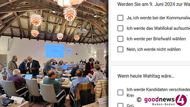 Wen werden Sie in den Gemeinderat Baden-Baden wählen? – Monatliche goodnews4-Umfrage zur Kommunalwahl am 9. Juni