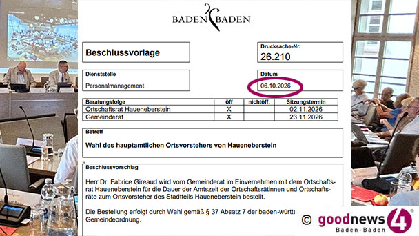 Mauschelei-Verdacht erhärtet sich – Widersprüche in Dokumenten des Rathauses Baden-Baden – OB Jung: „Für Vorstellungsgespräch am 07.10.2026 eingeladen“