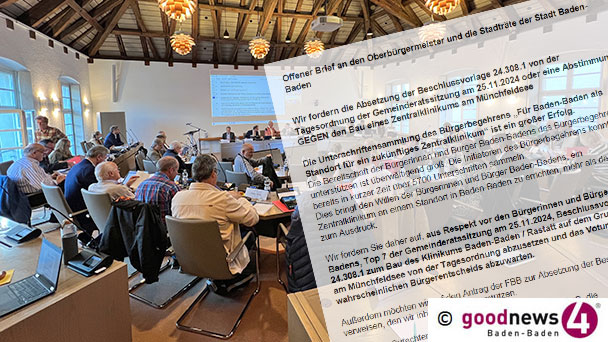 Für Baden-Baden e.V. fordert Absetzung der heutigen Klinik-Abstimmung – „Aus Respekt vor den Bürgern“