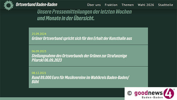 Fleiß-Statistik der Grünen in Baden-Baden – Drei Pressemitteilungen in vier Jahren 