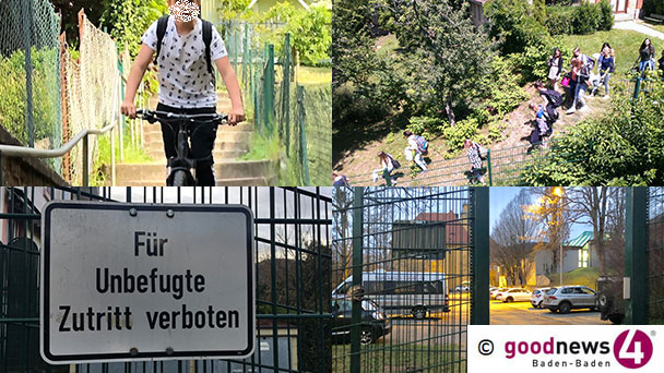 Schildbürger-Denkmal von Michael Geggus und tollkühne Mountainbikefahrer am MLG – Stadtverwaltung Baden-Baden nicht von der schnellen Truppe