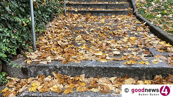 Der Herbst wird bunt und rutschig – Stadt Baden-Baden erinnert die Bürger: „Gehwege fegen“