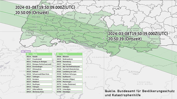 Flugbahn von ISS-Weltraumschrott möglicherweise gegen 21 Uhr über Baden-Württemberg – Auch Landkreis Rastatt auf Karte des Bundesamtes genannt 