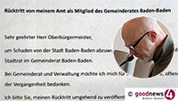 „Erkläre meinen sofortigen Rücktritt“ – AfD-Stadtrat Martin Kühne richtet Schreiben an Baden-Badener Oberbürgermeister 