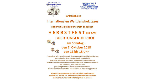 Herbstfest auf dem Buchtunger Tierhof – Flohmarkt, Wein und Zwiebelkuchen
