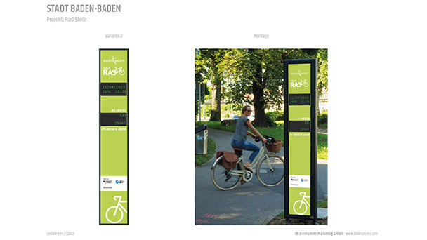 Rathaus zählt Radfahrer – Erstes Zähl-Display an der Grünen Einfahrt installiert Rathaus zählt Radfahrer – Erstes Zähl-Display an der Grünen Einfahrt installiert
