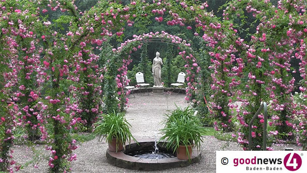 OB Mergen eröffnete Baden-Badener Rosengarten – Im Garten ein Corona- „Einbahnstraßensystem“ ausgeschildert