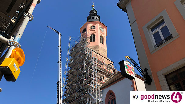 Renovation Baden-Badener Stiftskirche und die vergoldete Petrusfigur – „Markanter Turm wird das Stadtbild von Baden-Baden schöner denn je prägen“