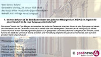 Baden-Badener Rathaus widerspricht sich bei Synagogen-Frage – Rolf Pilarski musste zweieinhalb Monate auf Antwort warten